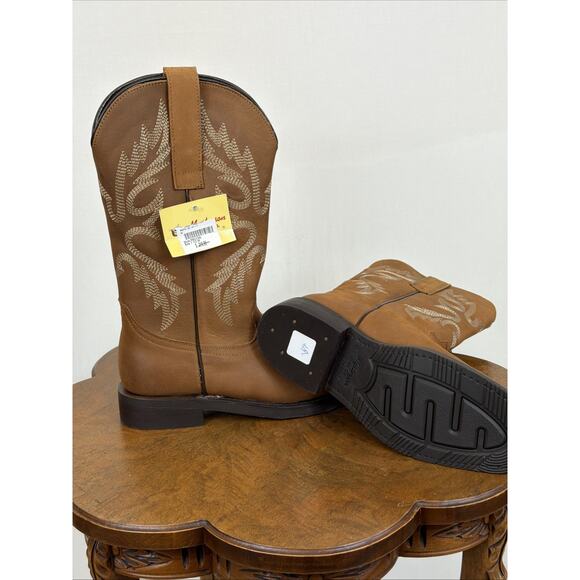 NWT Masterson Brown Stitch Details Square Toe Western Boot Mens Size 7.5 Mexico